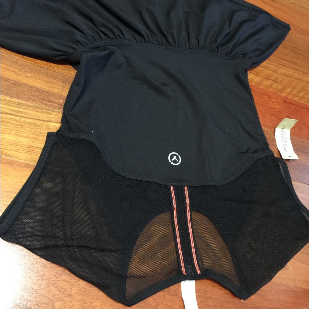 American Eagle gym top in black with neon thread